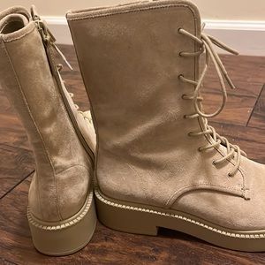 Beige VINCE lace up boots size 8.5